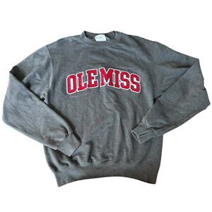 Champion Eco Authentic Ole Miss Rebels Gray Crewneck Sweatshirt Size S